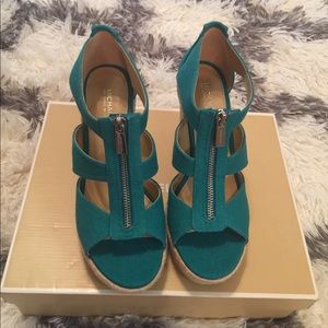 Teal blue wedges